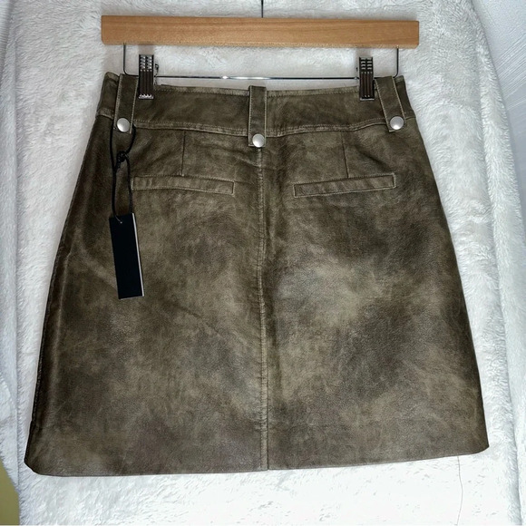NWT BLANKNYC Zip Pocket Faux Leather Mini Skirt in Wild World Green Brown Y2K 26 - Picture 13 of 15